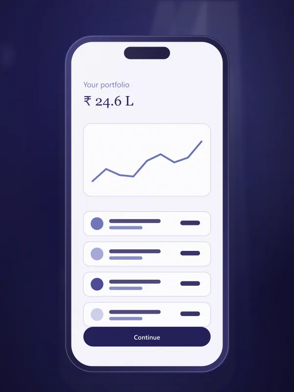 Mobile app interface on a smartphone