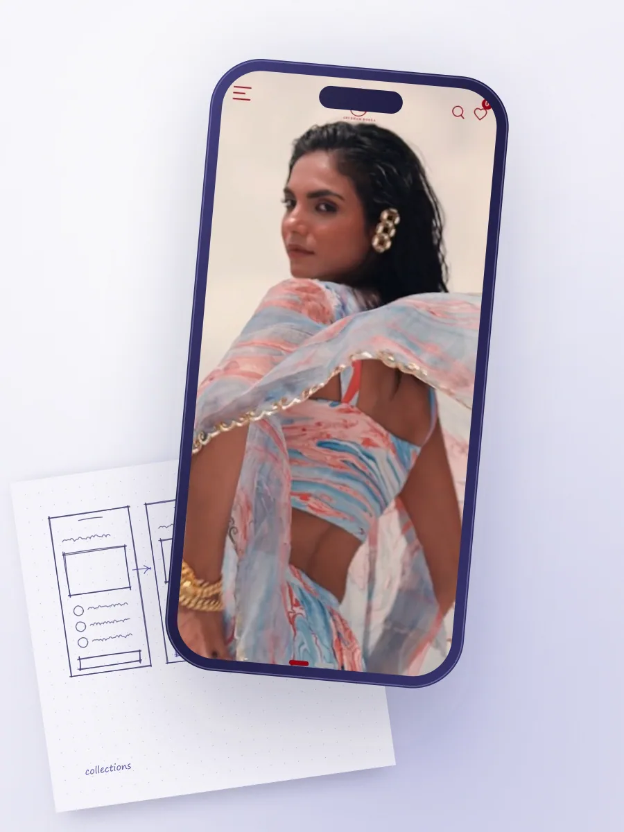 Label Shubham Bohra luxury fashion website on a smartphone