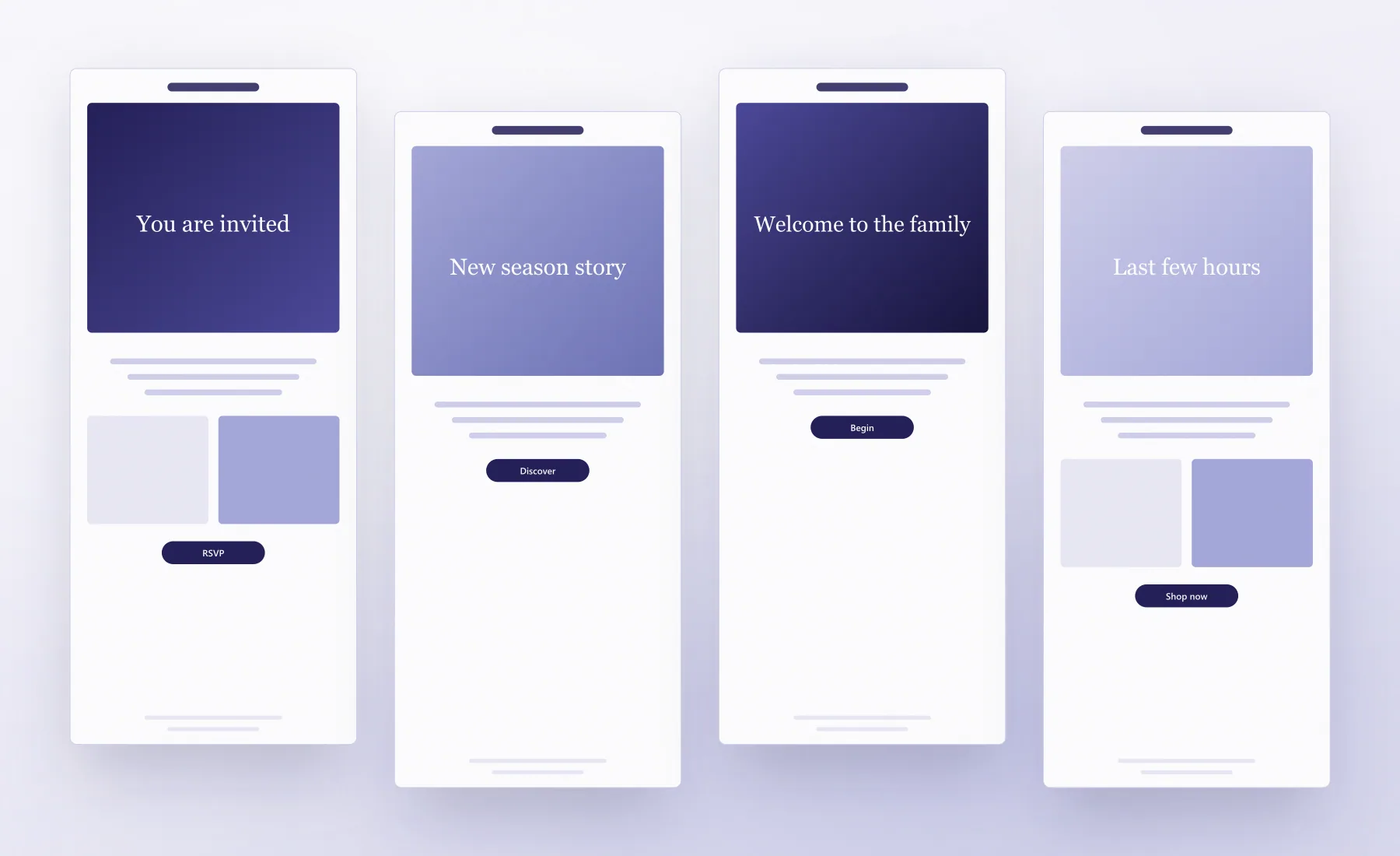 Four responsive email templates