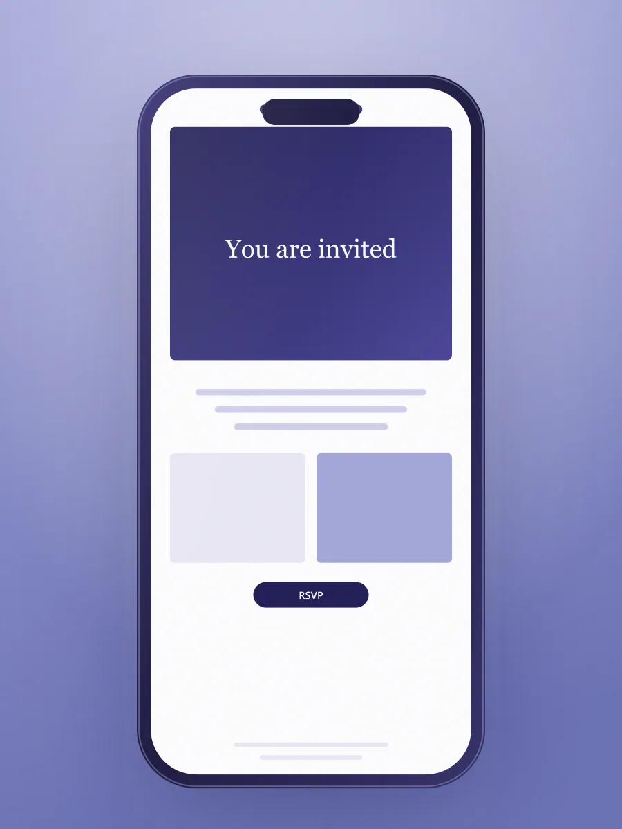 Invitation email on a phone