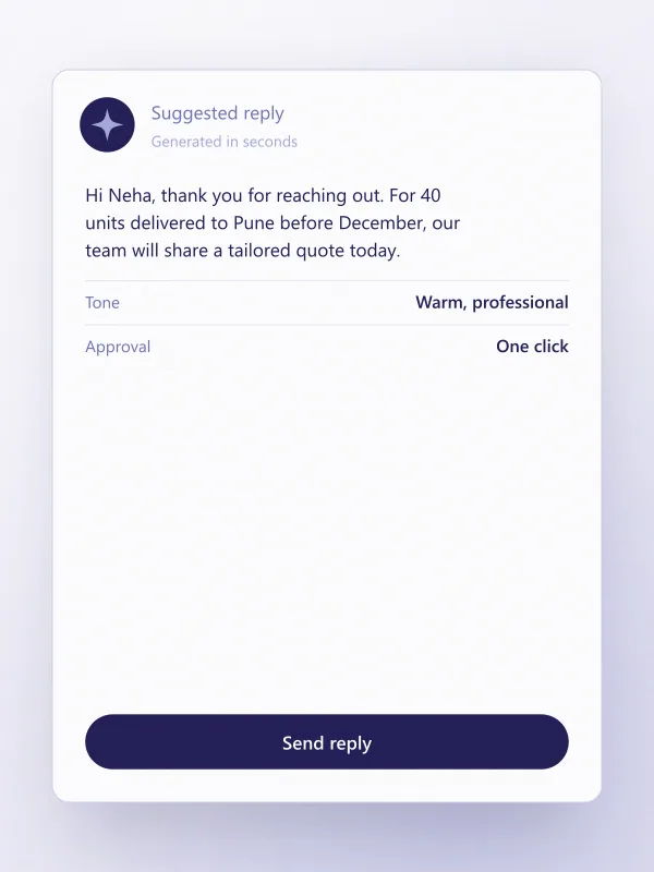 AI-drafted reply ready to send