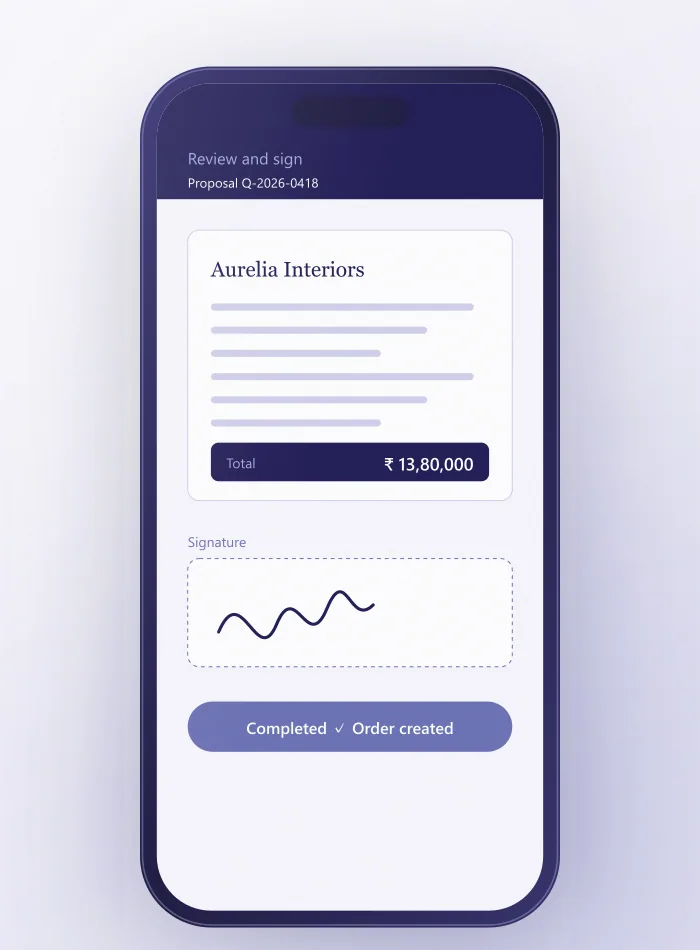 Completed e-signature on a phone