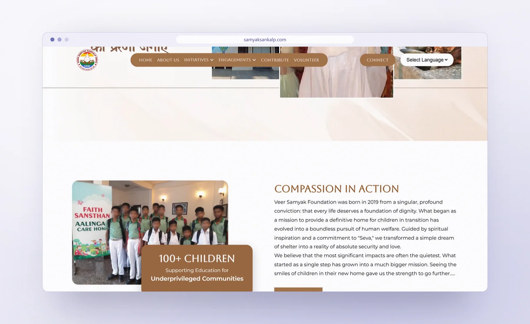 Samyak Sankalp Compassion in Action section