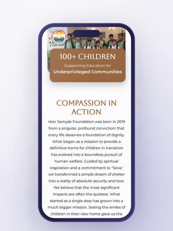Samyak Sankalp mobile story page