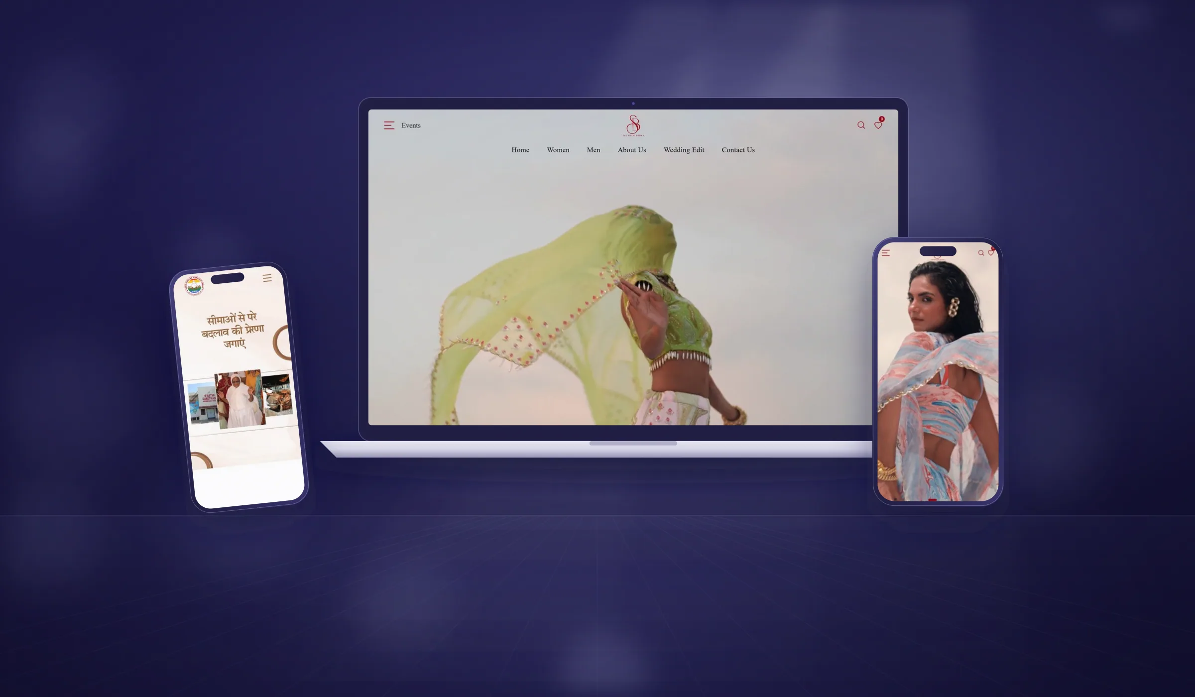 Web development studio: responsive website on laptop and phone